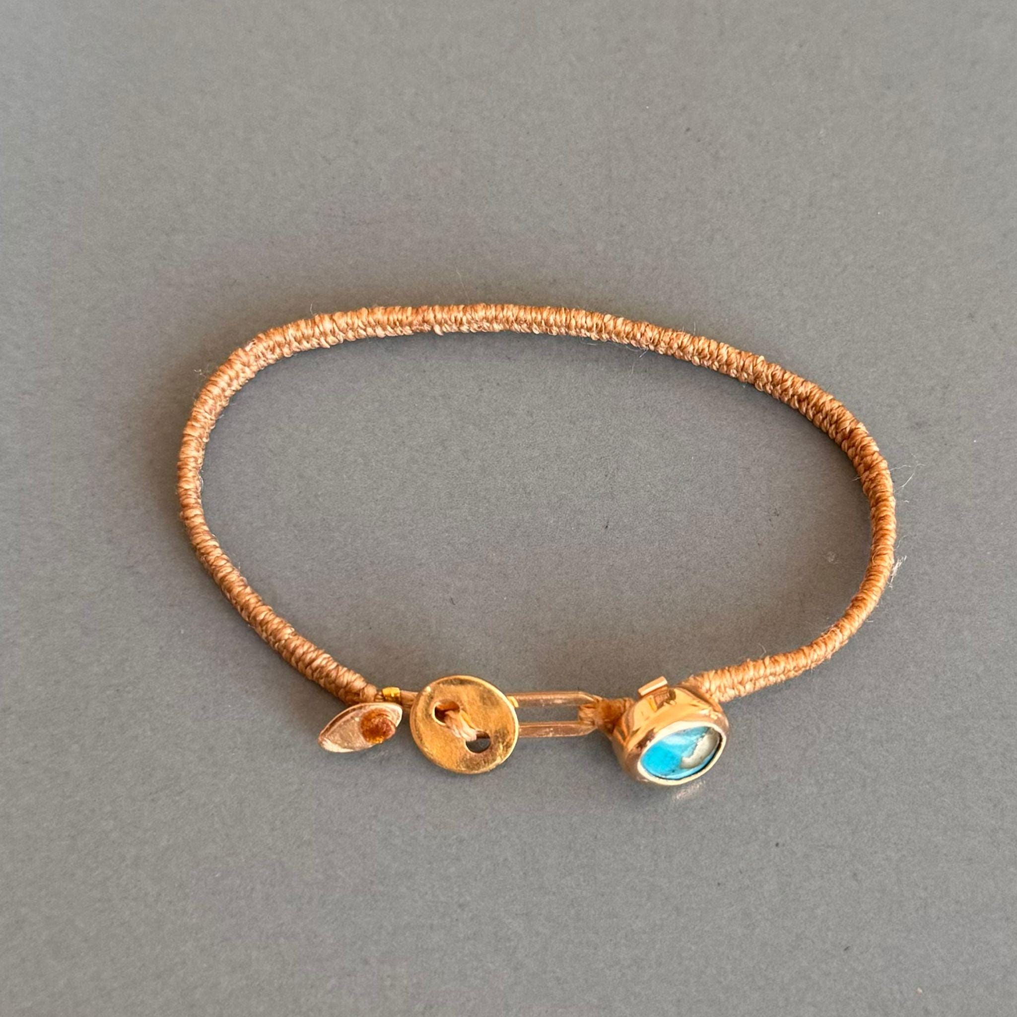 Desire Women's Bracelet, Handmade Jewelry Design, 24k Gold plated Silver, Turquoise, Woven