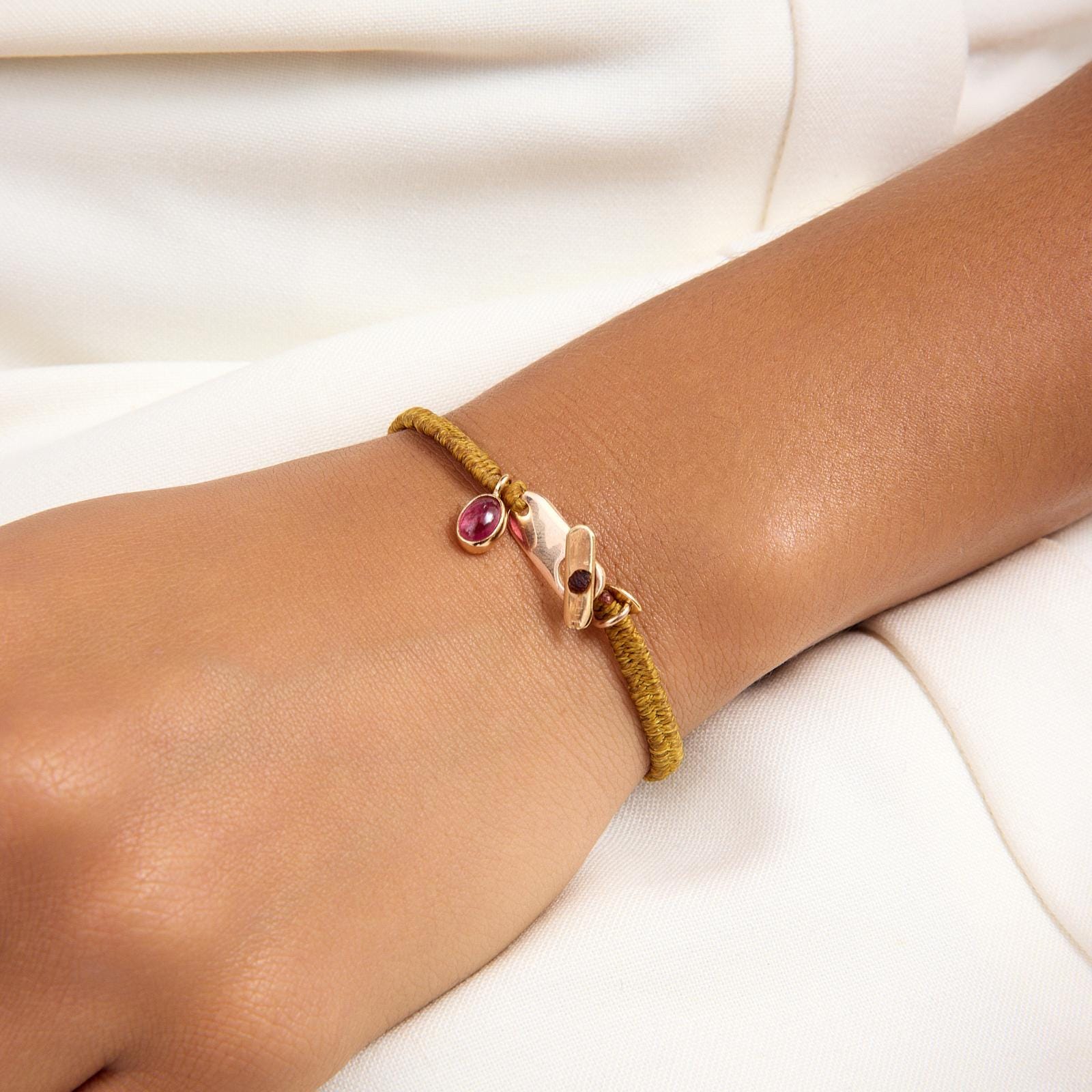 Parla Women's Bracelet, Handmade Jewelry Design, Gold Plated Bronze, Turmallin, Best Gift