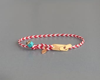 Martenicka Unisex Bracelet, Handmade Jewelry Design, 24k Gold plated Silver, Turquoise, Gift for Her