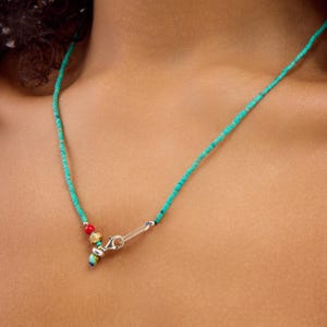 Nickie Turquoise Women&#39;s Necklace, Handmade Jewelry Design, 925 sterling Silver, Turquoise, Coral, Bronze