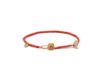 Muna Bracelet for Women, Handmade Jewelry Design, 24k Gold-plated Silver, Pearl, Antique Stones, Gift for Her
