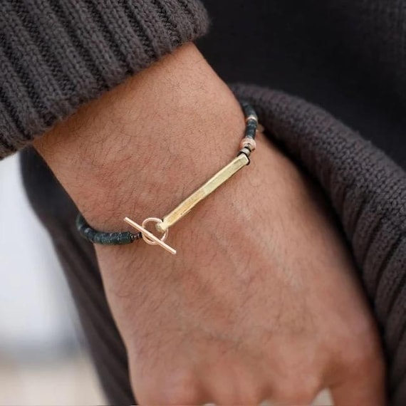 Unity Men's Bracelet, Handmade Jewelry Design, Bronze, Jade, Best