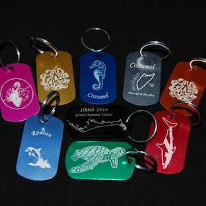 Scuba diver BCD ID tags. Custom engraving.