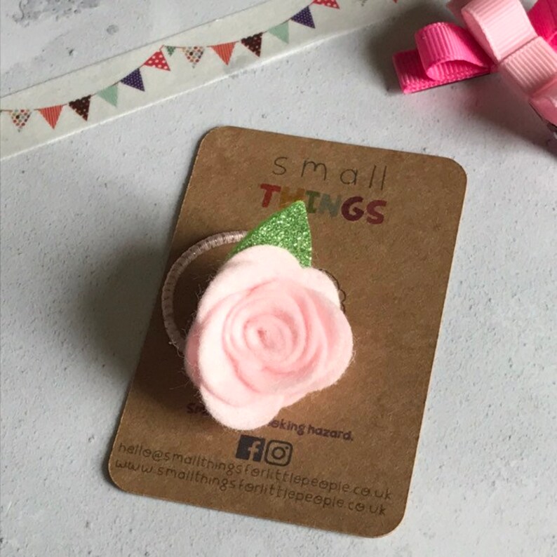 Rose Hair Tie Glitter Leaf 3D Flower Hair Bobble Floral - Etsy