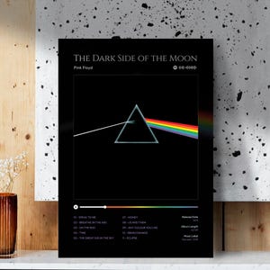 Pink Floyd – The Dark Side of the Moon Album-Poster | Iconic Prism Cover Art & Tracklist Print | Psychedelic Rock Musik Wanddekoration