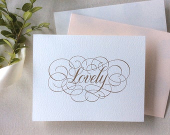 Hand Lettered Love Note- Lovely (Pale Pink or White)