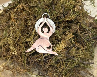 She rises with the moon. Moon Goddess Necklace, Copper & recycled Silver pendant. Sacred Feminine Jewellery