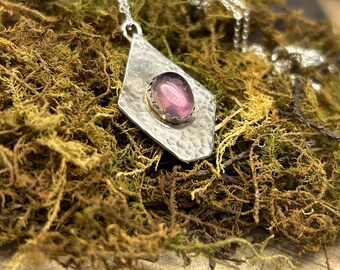 Fluorite Crystal Necklace. Recycled Sterling Silver. Sacred Geometry & Intuitive Clarity