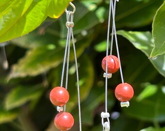 Crystal Dangly Earrings. Delicate with symbolic charms. Boho & festival vibes. Summer vibes. Red Jasper. Spiral. Energy
