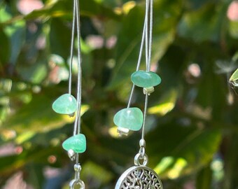 Crystal Dangly Earrings. Delicate with symbolic charms. Boho & festival vibes. Summer vibes. Aventurine. Tree of life