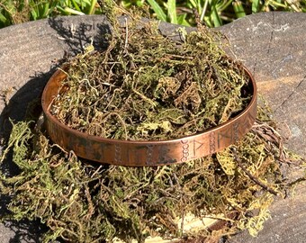 Viking Runes Copper Cuff Bracelet. Ancient vibes, adjustable size. Healing Bracelet. Unique one of a kind
