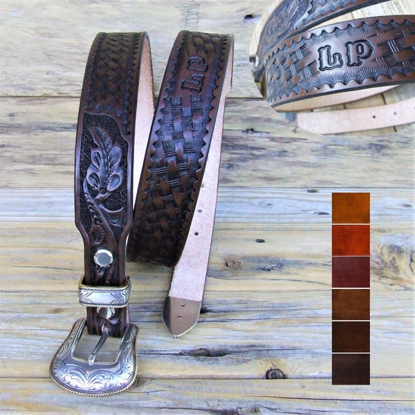 Ceinture en cuir western 4 cm, sur mesure, idéale danse country, taille boucle et couleur au choix