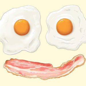Food Poster, Eggs and Bacon, Kitchen Decor, Breakfast Poster, Print, Keto