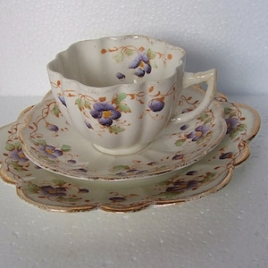 Vintage Art Deco Shelley Shape  Melba Bone China Trio
