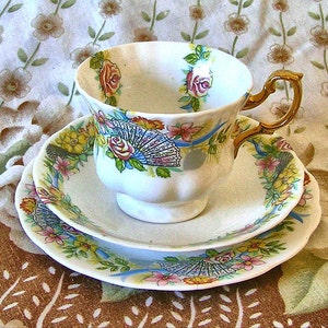 Vintage Dorchester Bone China Floral Pattern  Cup, Saucer and Side Plate  World Wide Shipping