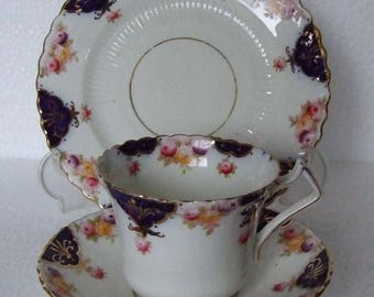 Art Deco 1927  Royal Albert Crown China Imari Style pattern Pattern Trio Cup Saucer And Sideplate