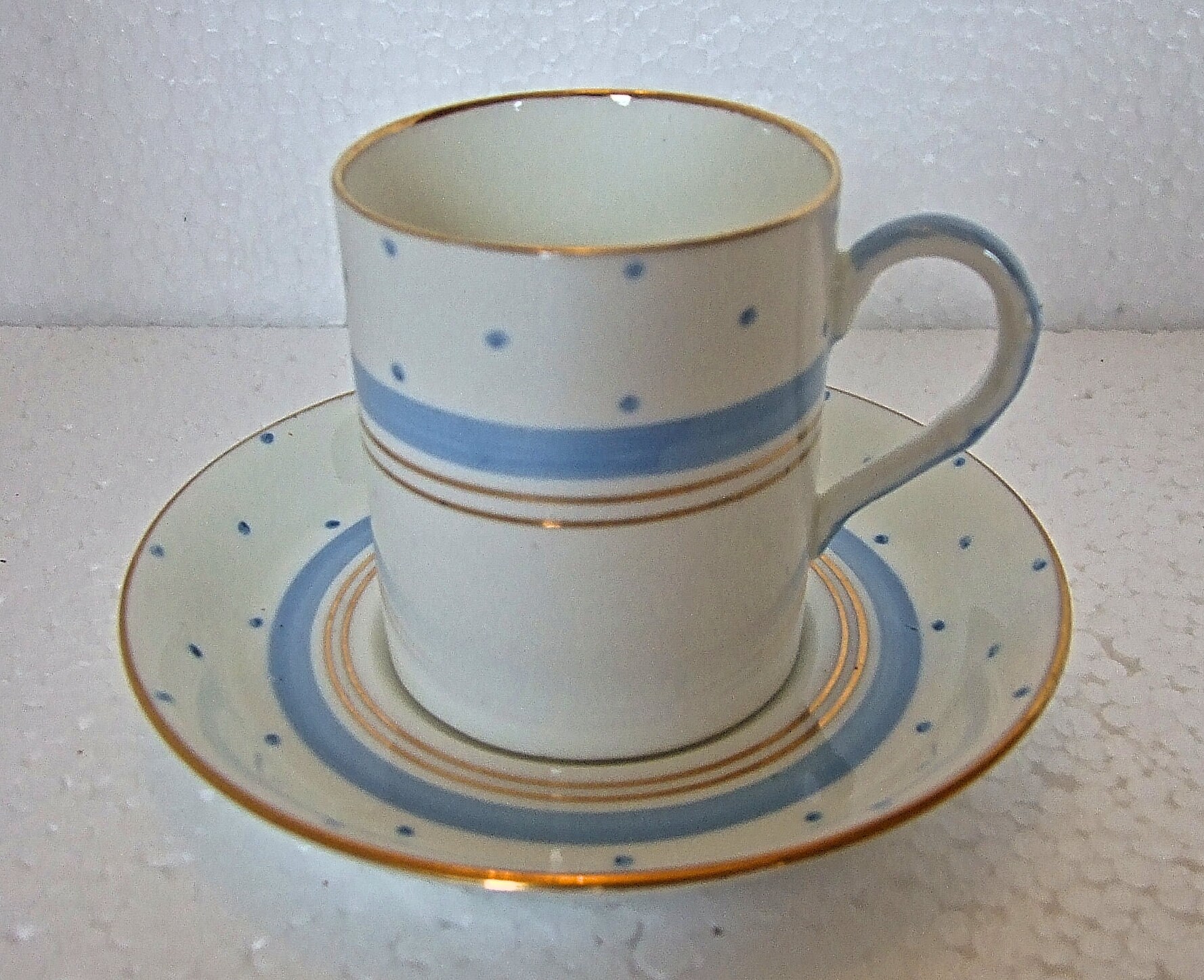 Paladin China  Art Deco  Blue Dots and Gold Pattern  Coffee Can and Saucer cup/coffee cup Espresso Cup