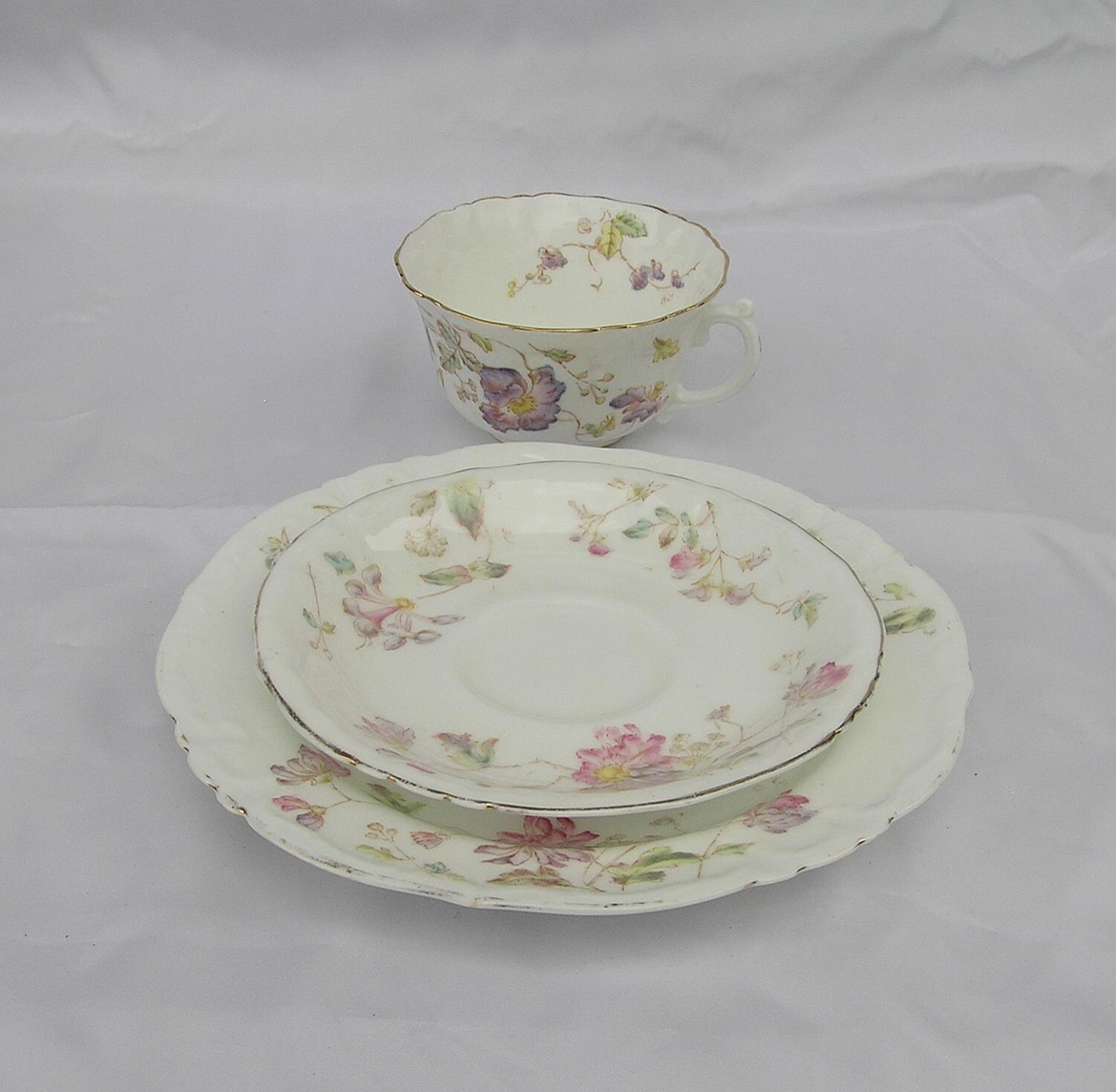 Vintage Fine bone china Tea Cup Saucer and Side Plate. By Etsy