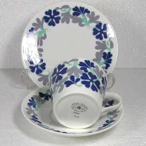 Classic Retro Fine Bone China Tea Trio Set from Royal Tuscan  Samoa Pattern Made In England Cup Saucer Plate