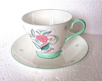 Vintage  Shelley  Henley Shape Coffee Cup and Saucer  Bone China Tea Trio Pattern  nr 2366
