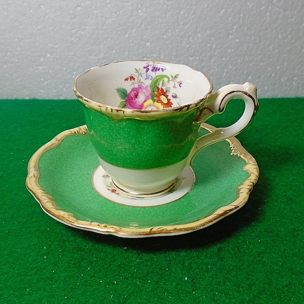 Art Deco George Jones Cresent Fine China Bone China Coffee cup /Espresso Cup with Beautiful Handle and Lavish Gold Trim