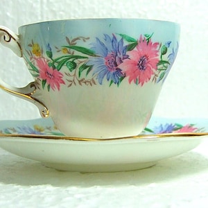 Vintage koffiekopje E Brains & Co met 'korenbloem'-patroon van Foley China, espressoformaat
