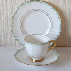 Vintage Tuscan Art Deco  style Trio Cup Saucer And Tea plate