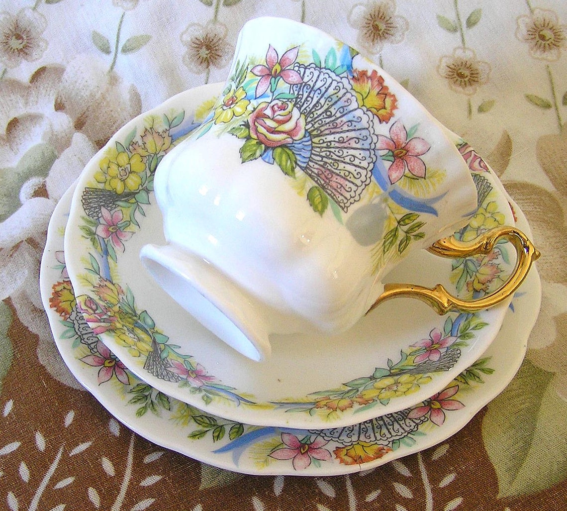 Vintage Dorchester Bone China Floral Pattern Cup Saucer and Etsy