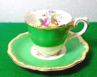 ジョージジョーンズ・クレセント１セット Antique Crescent George Jones & Sons Hand-painted Cup and