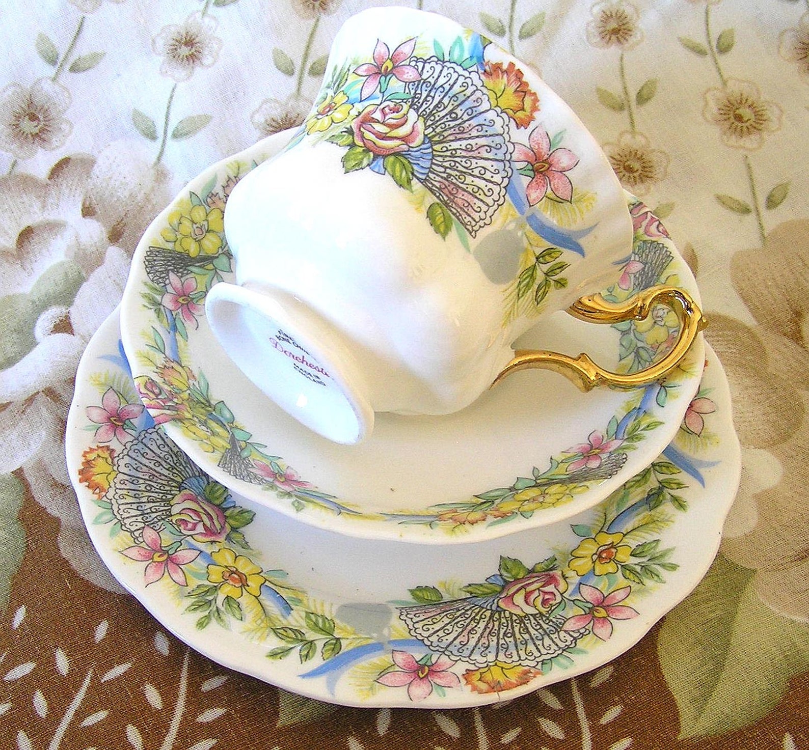 Vintage Dorchester Bone China Floral Pattern Cup Saucer and Etsy