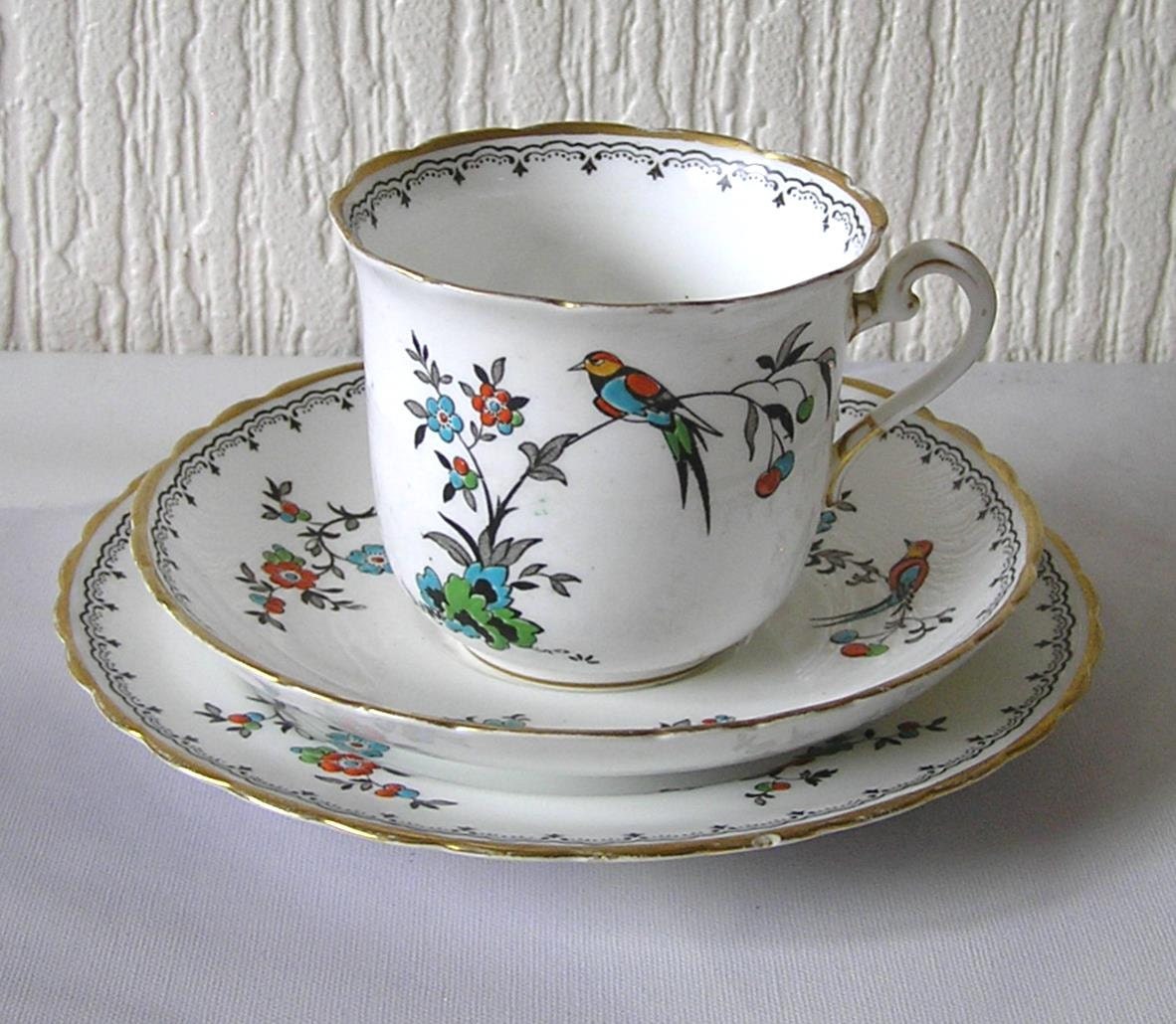 Art Deco Vintage Bone China Art Deco Bird of Paradise