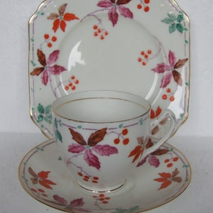 Vintage Art Deco  Foley China E Brains & Co &quot; Floral Trio Cup Saucer and Side Plate