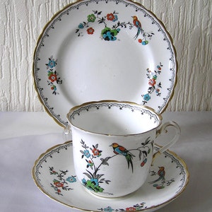 Art Deco Vintage Bone China Art Deco Bird of Paradise Pattern Tuscan Bone China Tea Trio Set  World Wide Shipping
