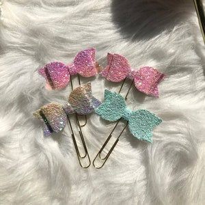 Glitter bow paper clips - unicorn paperclips - mermaid paperclips - paperclips