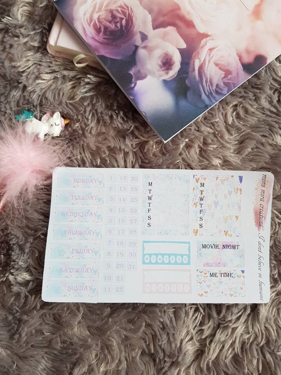 Rose Flower Purple Petals Removable Matte Sticker Sheets Set