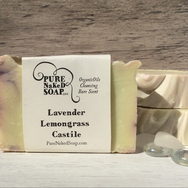 Lemongrass & Lavender Soap - 100% all natural Organic Olive oil homemade soap gentle mild real castile pure naked soap simple nothing added