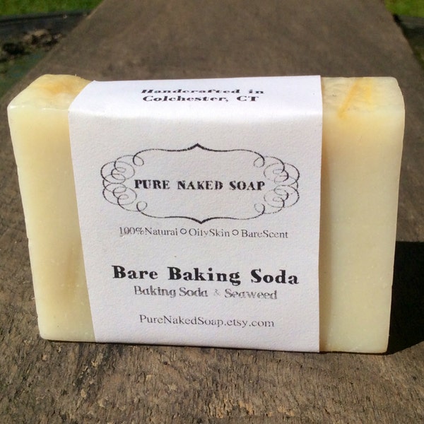 Bare Baking Soda Soap, oily skin,  seaweed & baking soda, vegan, summer, green, artisan, handcrafted, homemade, real ingredients