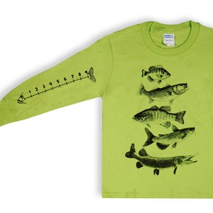 Cotton Kids Fishing Shirt With Ruler to Measure Fish Youth Sizes