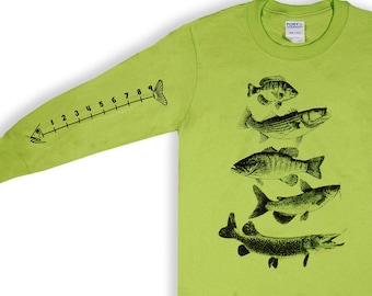 Cotton Kids Fishing Shirt With Ruler To Measure Fish- Youth Sizes