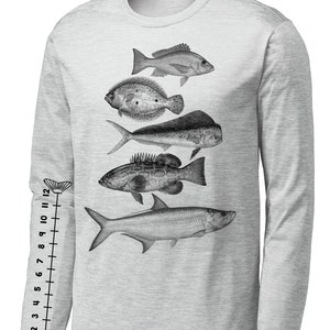 Ocean Fish Shirt Saltwater fishing With Ruler To Measure Fish-Unisex SilverHeatherDryFit