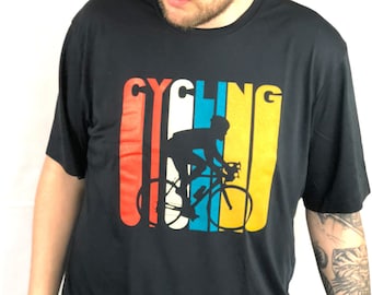 Cycling Retro Color T-shirt, Hooded Tee, Dry Wicking