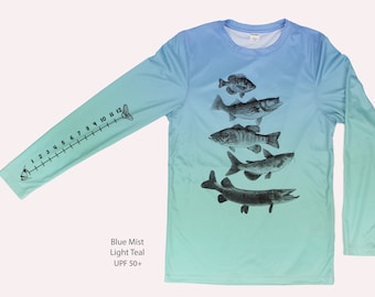 Dry Wicking Fishing Shirt With Ruler To Measure Fish-Unisex-Freshwater Fish