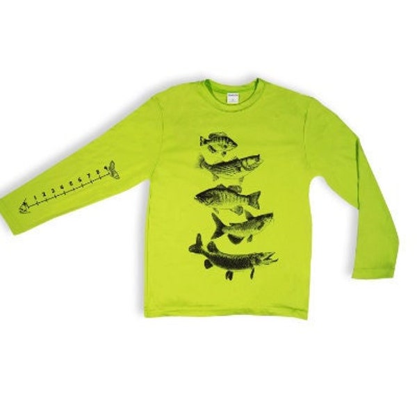 Dry Wicking Kid's Fishing Shirt With Ruler