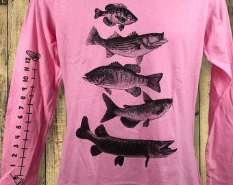 Women's Sizes Fish (fishing) Shirt With Ruler To Measure Fish
