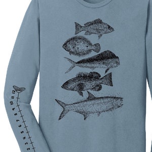 Ocean Fish Shirt Saltwater fishing With Ruler To Measure Fish-Unisex Blue Mist