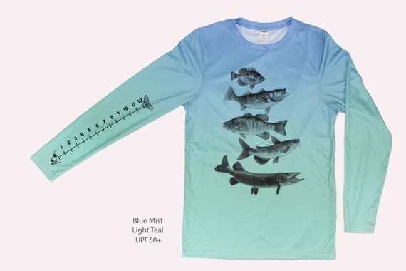 Dry Wicking Fishing Shirt With Ruler to Measure Fish-unisex-freshwater Fish  