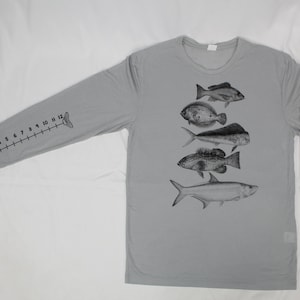 Dry Wicking Fishing Shirt With Ruler To Measure Fish-Unisex-Freshwater Fish Silver