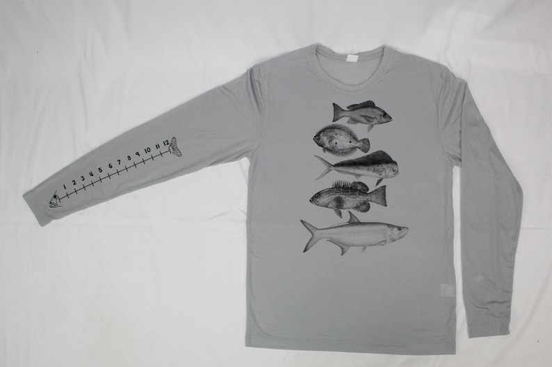 Dry Wicking Fishing Shirt With Ruler To Measure Fish-Unisex-Freshwater Fish Silver