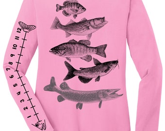 Women's Fish (fishing) Shirt With Ruler To Measure Fish Ladies T-shirt and  Hooded T-shirt