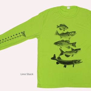 Dry Wicking Fishing Shirt With Ruler To Measure Fish-Unisex-Freshwater Fish Lime Shock